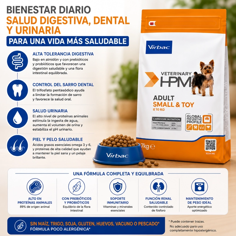 ALIMENTO SECO PERROS ADULTO VIRBAC 7 KG HPM DOG SMALL TOY - 4