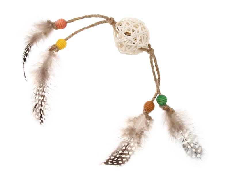 JUGUETE GATOS GIGWI ECO CATCH SCRATCH RATTAN Y PLUMAS CAFÉ - 2