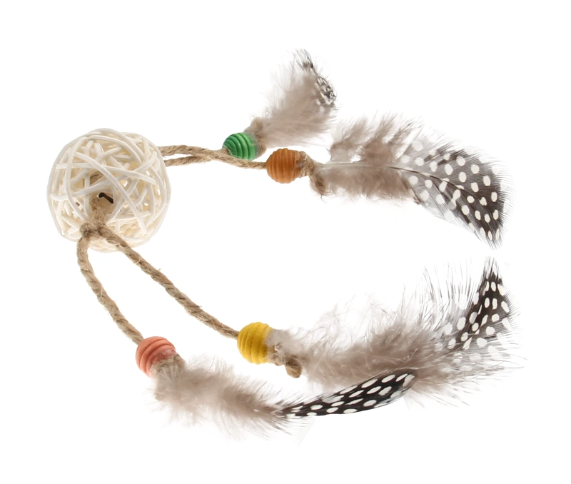 JUGUETE GATOS GIGWI ECO CATCH SCRATCH RATTAN Y PLUMAS CAFÉ - 3