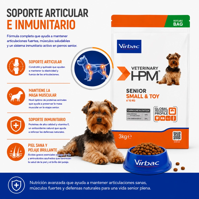 ALIMENTO SECO PERROS SENIOR VIRBAC 3 KG HPM DOG SMALL TOY - 4