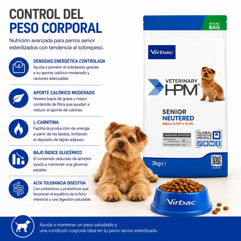 ALIMENTO SECO PERROS SENIOR VIRBAC 3 KG HPM DOG NEUTERED SMALL TOY - 2