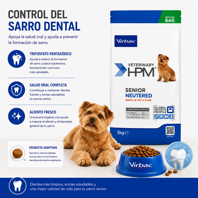 ALIMENTO SECO PERROS SENIOR VIRBAC 3 KG HPM DOG NEUTERED SMALL TOY - 4