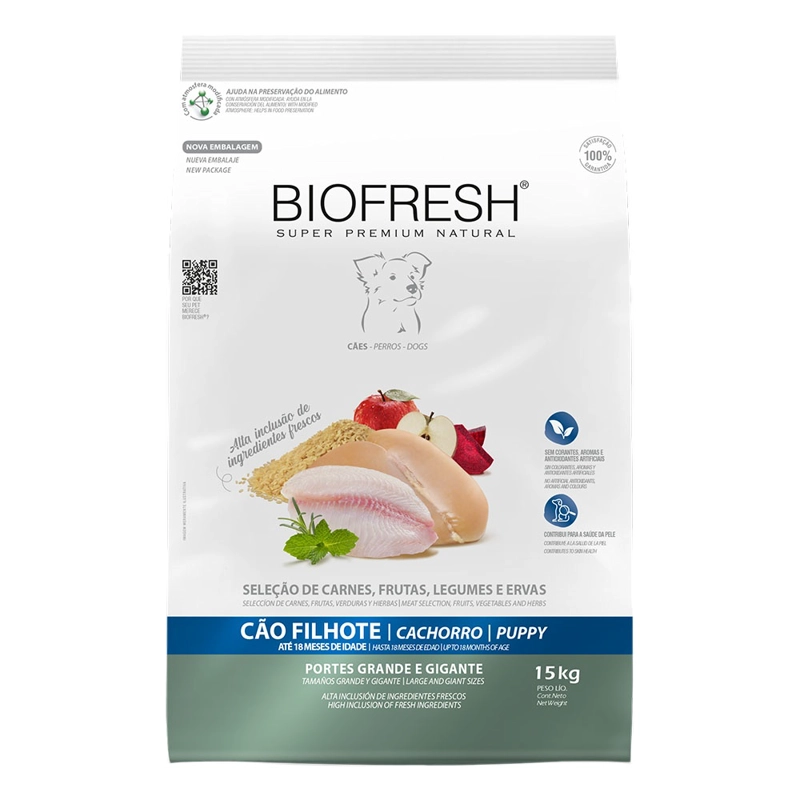ALIMENTO SECO PERROS CACHORRO BIOFRESH RAZA GRANDE 15 KG - 1