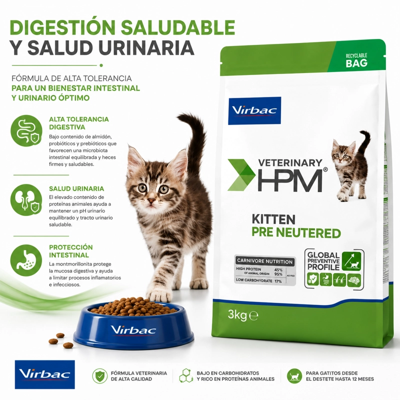 ALIMENTO SECO GATOS VIRBAC 3 KG HPM BABY PRE NEUTERED CAT - 4