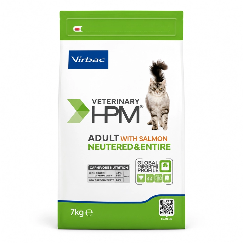 ALIMENTO SECO GATOS ADULTO VIRBAC SABOR SALMÓN 7 KG HPM NEUTERED ENTIRE CAT WITH - 1