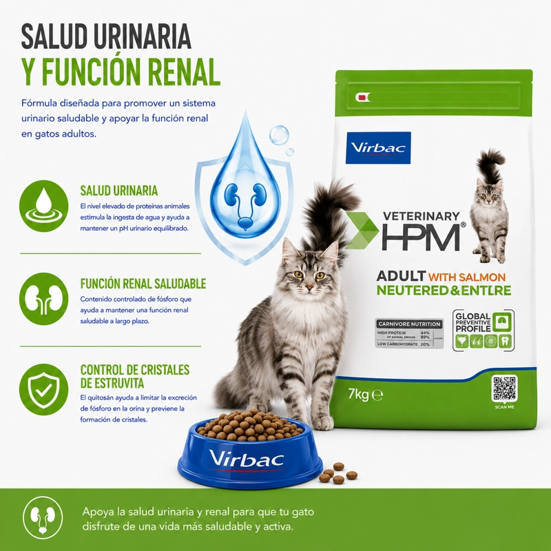 ALIMENTO SECO GATOS ADULTO VIRBAC SABOR SALMÓN 7 KG HPM NEUTERED ENTIRE CAT WITH - 3