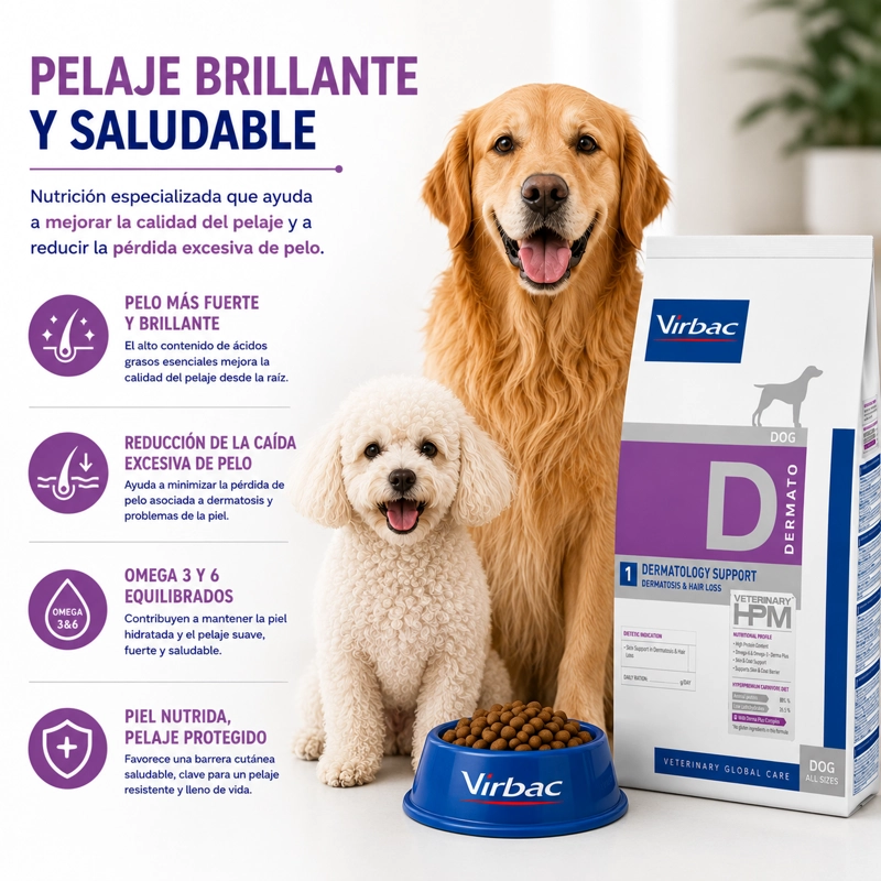 ALIMENTO SECO PERROS VIRBAC 3 KG HPM DOG DERMATOLOGY SUPPORT - 3