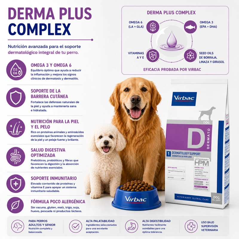 ALIMENTO SECO PERROS VIRBAC 3 KG HPM DOG DERMATOLOGY SUPPORT - 4