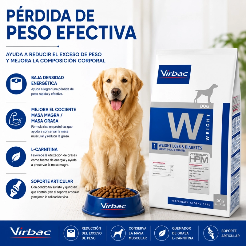ALIMENTO SECO PERROS VIRBAC 12 KG HPM DOG 1 WEIGHT LOSS DIABETES - 2