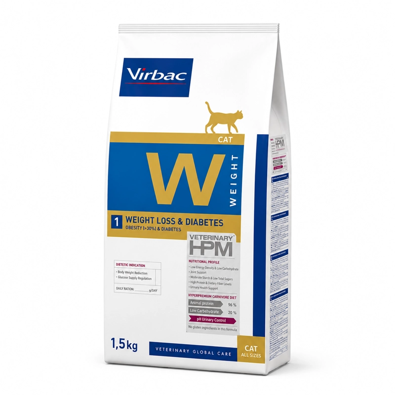 ALIMENTO SECO GATOS VIRBAC 1.5 KG HPM 1 CAT WEIGHT LOSS DIABETES - 1