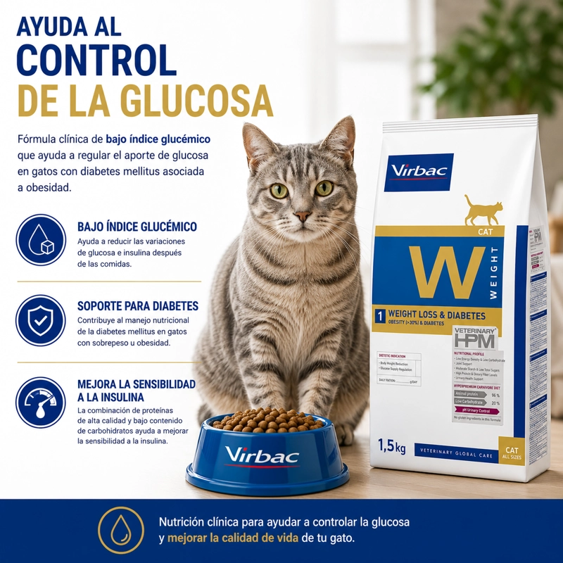 ALIMENTO SECO GATOS VIRBAC 1.5 KG HPM 1 CAT WEIGHT LOSS DIABETES - 3