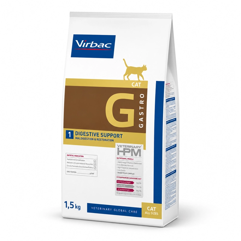 ALIMENTO SECO GATOS VIRBAC 1.5 KG HPM CAT DIGESTIVE SUPPORT GASTRO - 1