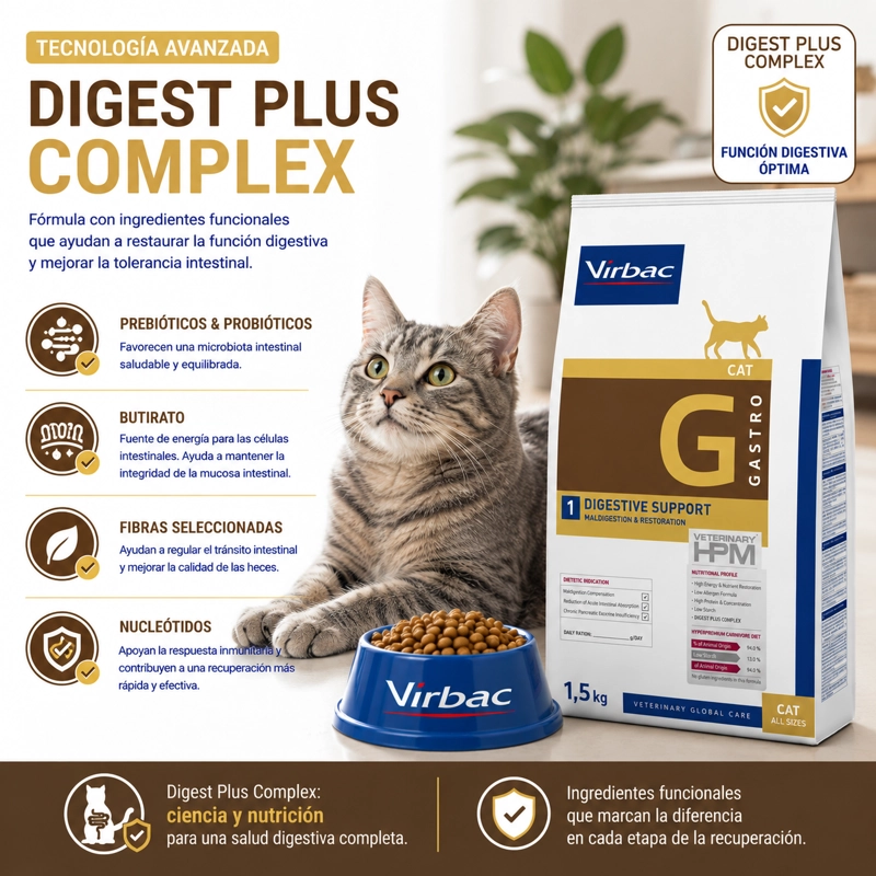 ALIMENTO SECO GATOS VIRBAC 1.5 KG HPM CAT DIGESTIVE SUPPORT GASTRO - 3