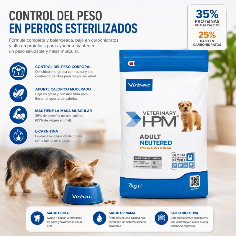 ALIMENTO SECO PERROS ADULTO VIRBAC 7 KG HPM DOG NEUTERED SMALL TOY - 3