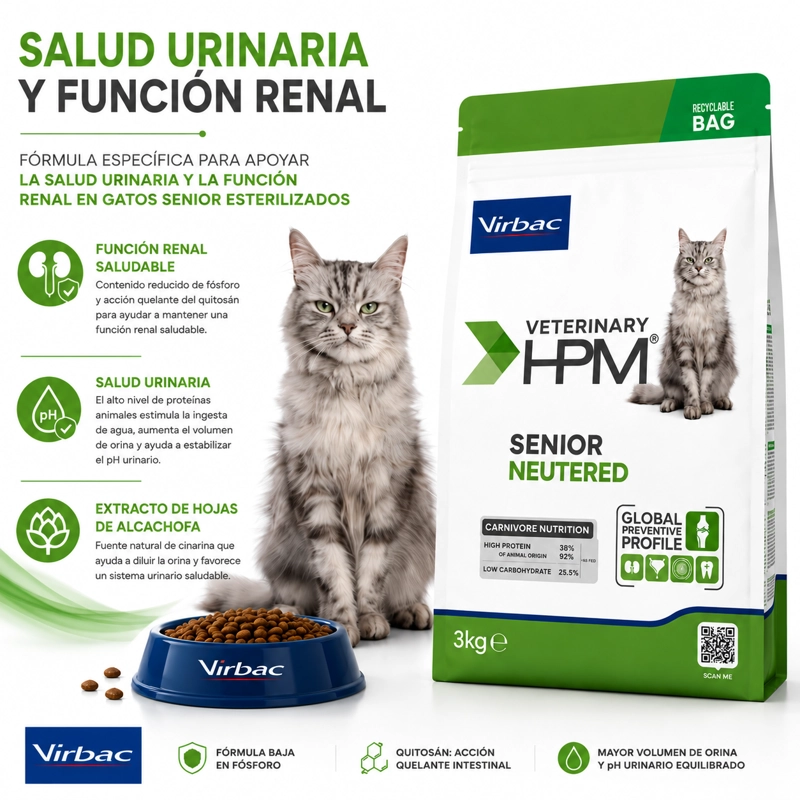 ALIMENTO SECO GATOS SENIOR VIRBAC 3 KG HPM NEUTERED CAT - 3