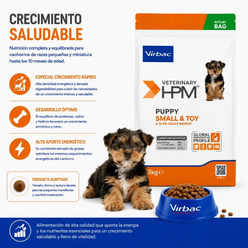 ALIMENTO SECO PERROS VIRBAC 3 KG HPM DOG BABY SMALL TOY - 2