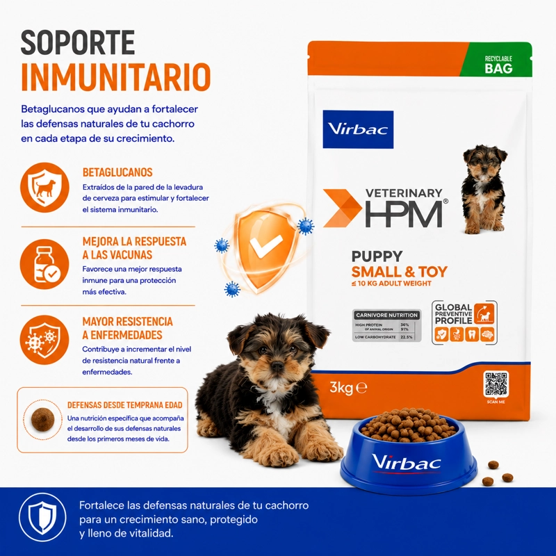 ALIMENTO SECO PERROS VIRBAC 3 KG HPM DOG BABY SMALL TOY - 3