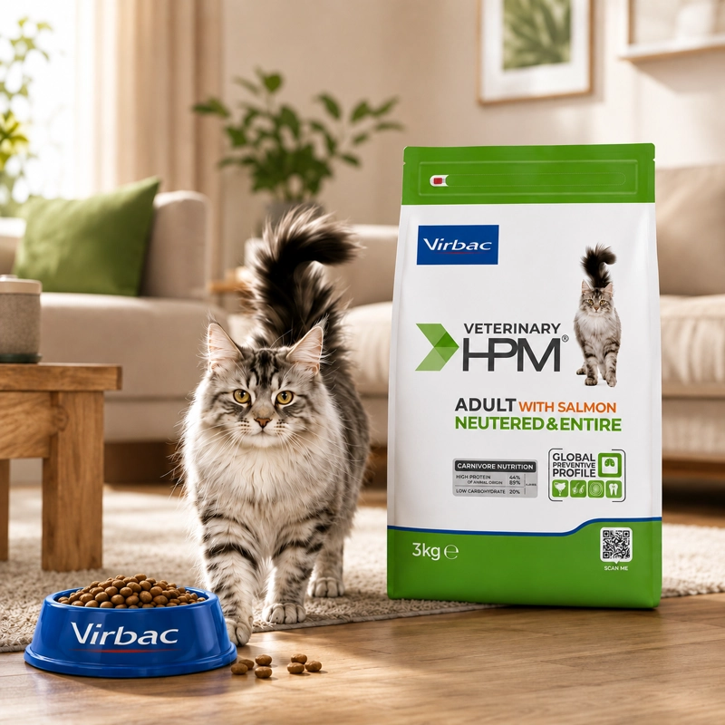 ALIMENTO SECO GATOS ADULTO VIRBAC SABOR SALMÓN 3 KG HPM NEUTERED ENTIRE CAT WITH - 5