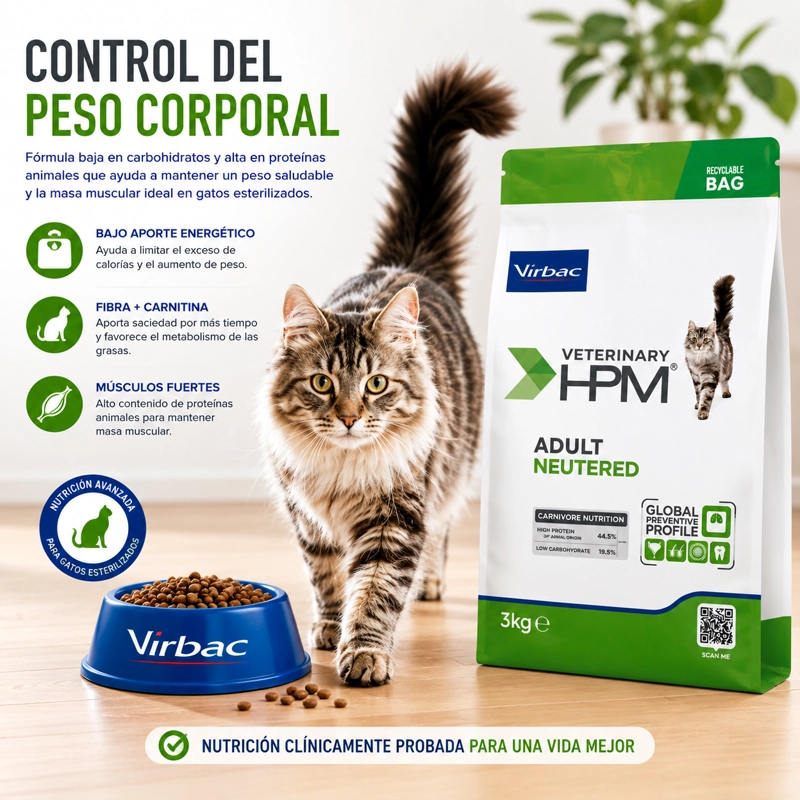 ALIMENTO SECO GATOS ADULTO VIRBAC 3 KG HPM NEUTERED CAT - 2