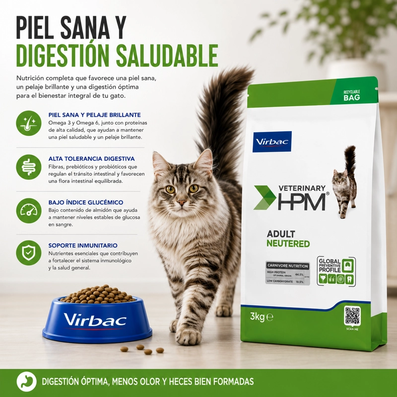 ALIMENTO SECO GATOS ADULTO VIRBAC 3 KG HPM NEUTERED CAT - 4