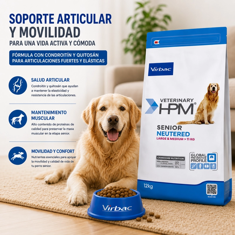 ALIMENTO SECO PERROS SENIOR VIRBAC RAZA MEDIANA GRANDE 12 KG HPM DOG NEUTERED - 2