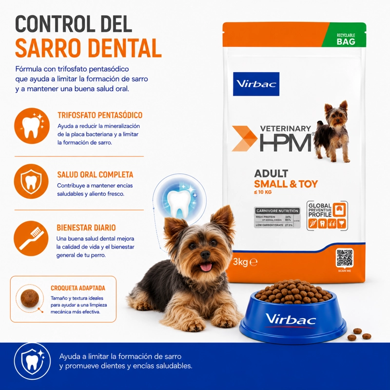 ALIMENTO SECO PERROS ADULTO VIRBAC 3 KG HPM DOG SMALL TOY - 4