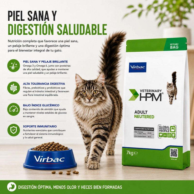 ALIMENTO SECO GATOS ADULTO VIRBAC 7 KG HPM NEUTERED CAT - 4