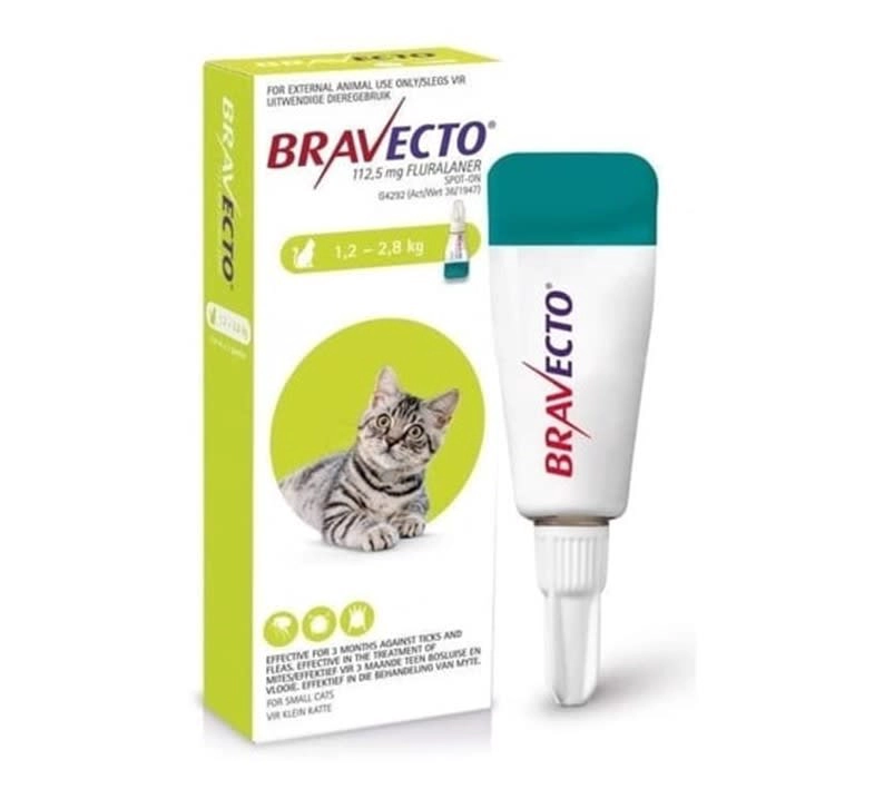 BRAVECTO PULGAS Y GARRAPATAS 3M GATOS 1,2-2,8 KG VCTO 31/08/2026 - 1