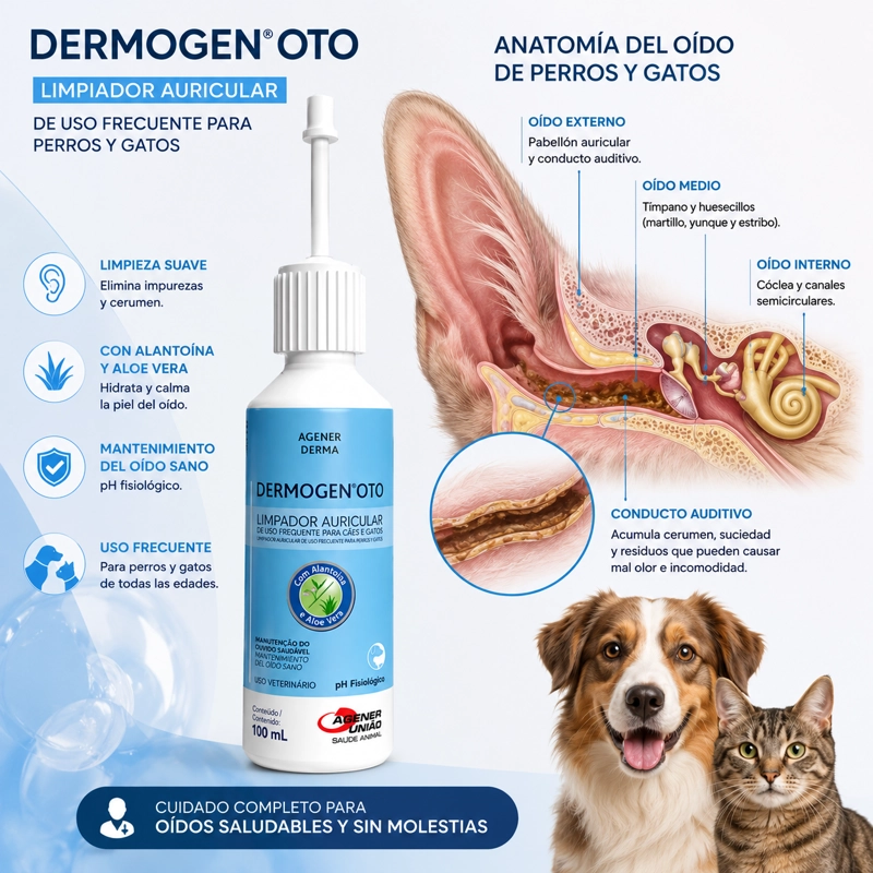 LIMPIA OIDOS PERROS GATOS DERMOGEN OTO LIMPIADOR OÍDOS 100 ML - 2