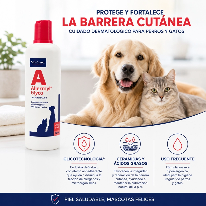 SHAMPOO PERROS VIRBAC ALLERMYL GLYCO 250 ML - 2