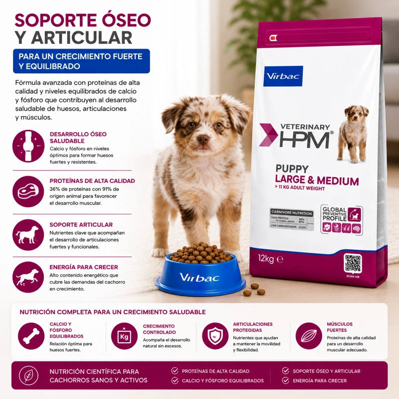 ALIMENTO SECO PERROS VIRBAC RAZA MEDIANA GRANDE 12 KG HPM DOG BABY - 3