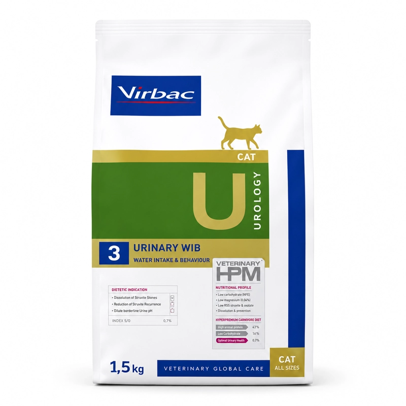 ALIMENTO SECO GATOS VIRBAC 1.5 KG HPM 3 CAT UROLOGY URINARY WIB - 1