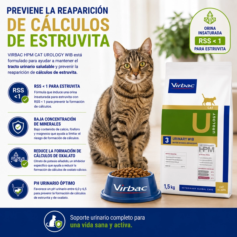 ALIMENTO SECO GATOS VIRBAC 1.5 KG HPM 3 CAT UROLOGY URINARY WIB - 2
