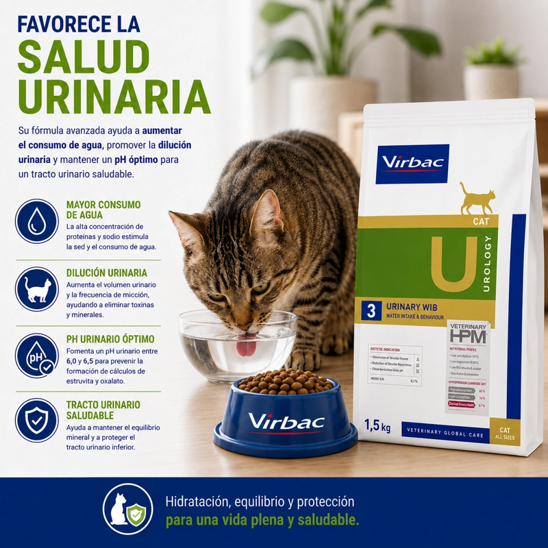 ALIMENTO SECO GATOS VIRBAC 1.5 KG HPM 3 CAT UROLOGY URINARY WIB - 3