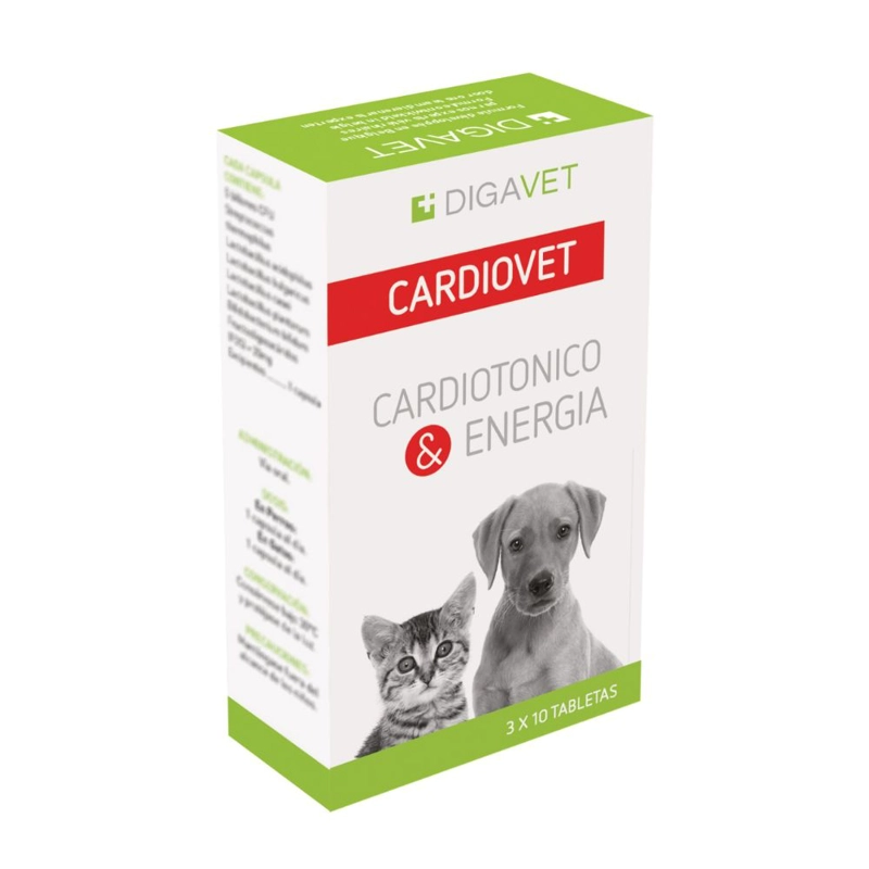 SUPLEMENTO PERROS GATOS DIGAVET 30 COMPRIMIDOS CARDIOVET CARDIOTÓNICO Y ENERGIA - 1