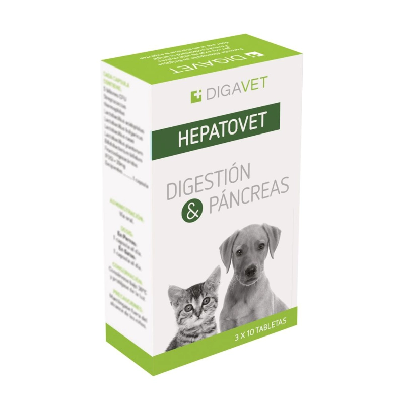 SUPLEMENTO PERROS GATOS DIGAVET 30 COMPRIMIDOS HEPATOVET DIGESTION Y PANCREAS - 1