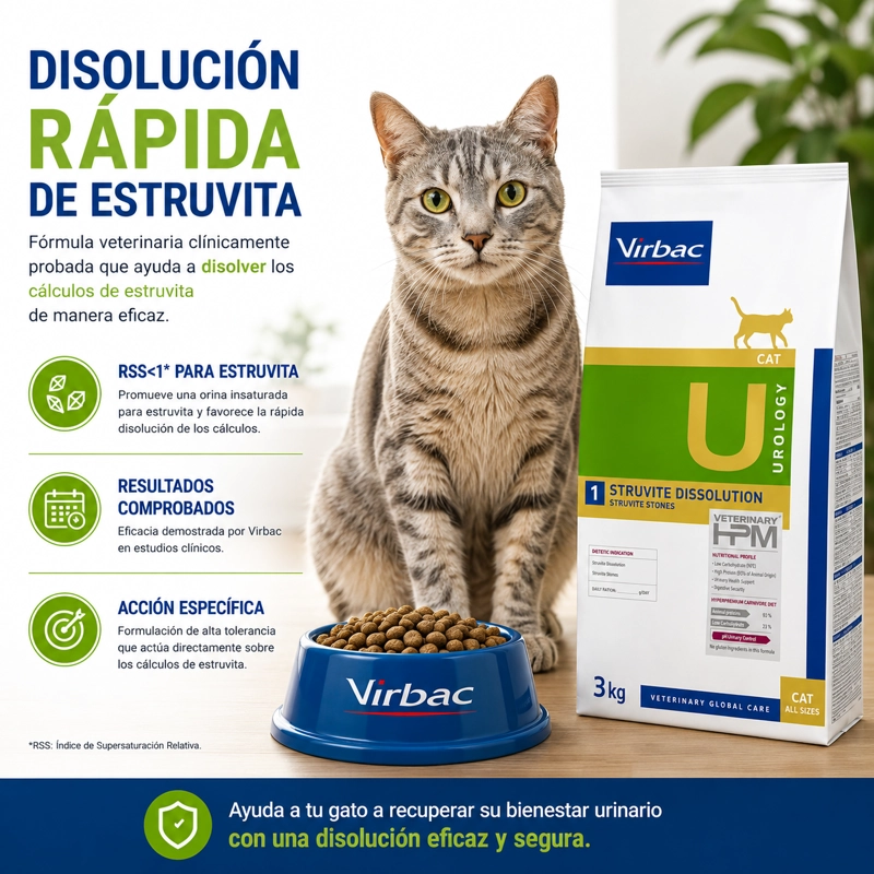 ALIMENTO SECO GATOS VIRBAC 3 KG HPM 1 CAT UROLOGY STRUVITE DISSOLUTION - 2