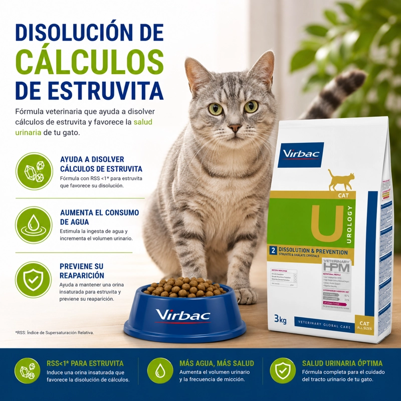 ALIMENTO SECO GATOS VIRBAC 3 KG HPM 2 CAT UROLOGY DISSOLUTION PREVENTION - 2
