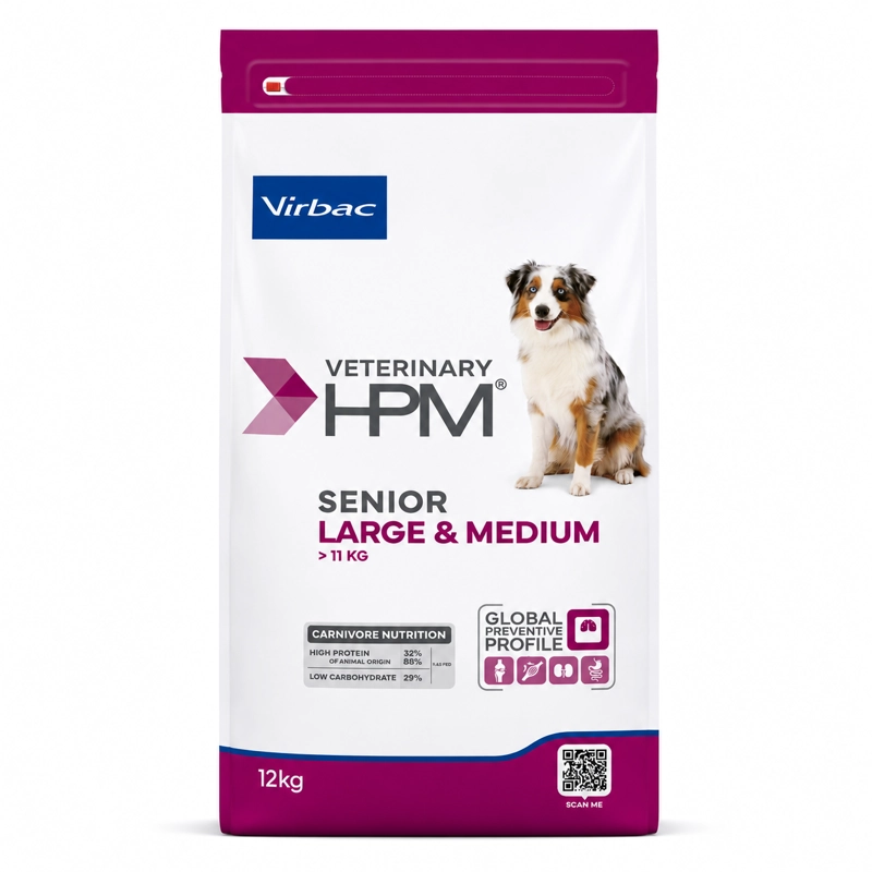 ALIMENTO SECO PERROS SENIOR VIRBAC RAZA MEDIANA GRANDE 12 KG HPM DOG - 1