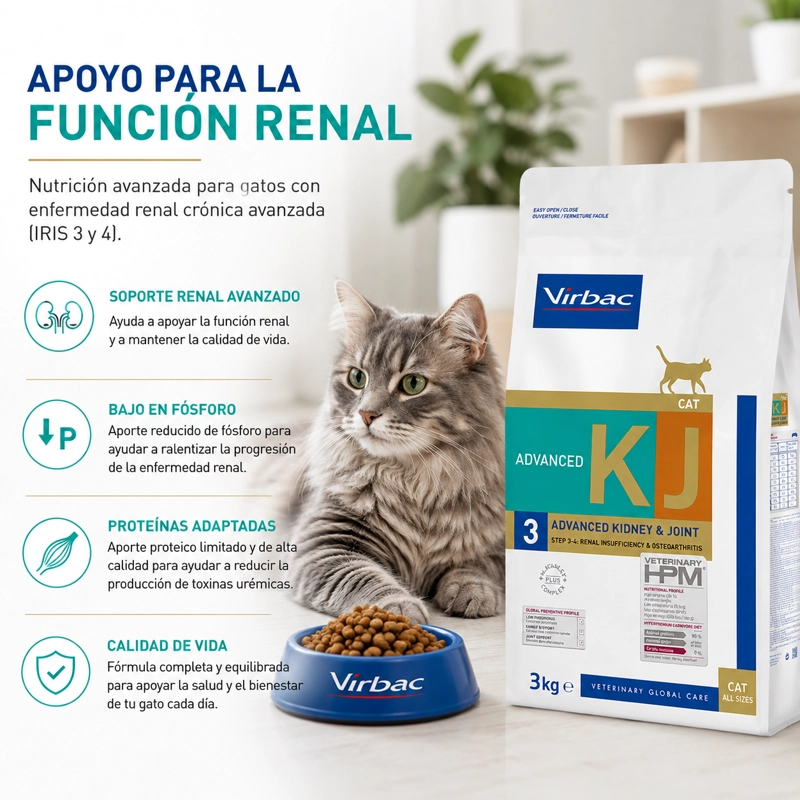 ALIMENTO MEDICADO GATOS VIRBAC 3 KG HPM 3 CAT ADVANCED KIDNEY JOINT - 3