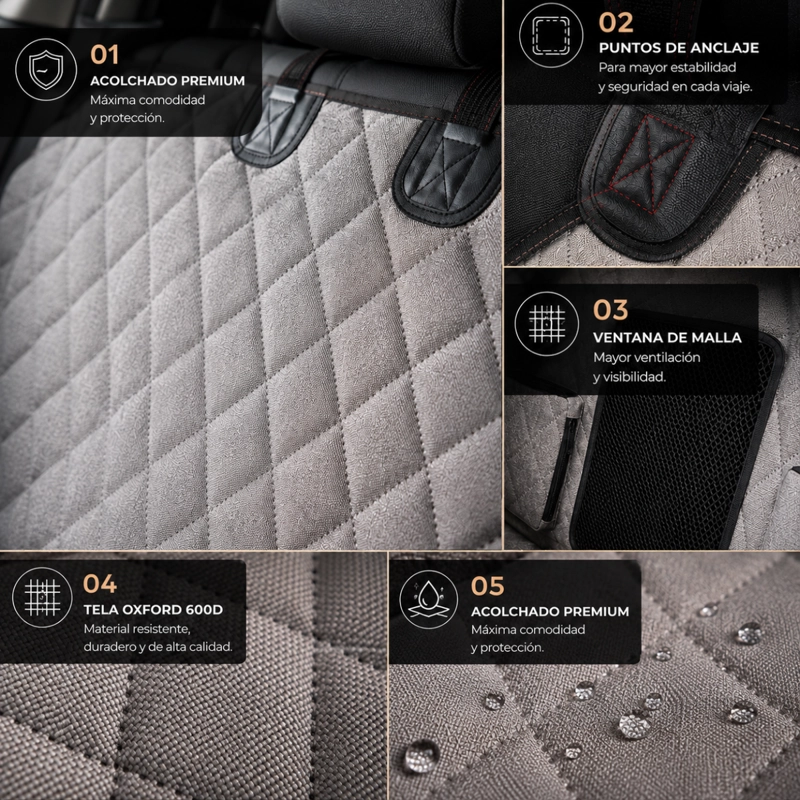 COBERTOR PERROS GATOS FUNDA ASIENTO AUTOS ANCLAJE ISOFIX ROTT - 2