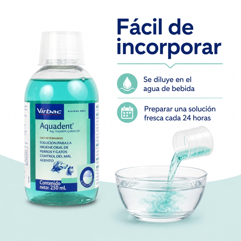 AQUADENT VIRBAC 250 ML PARA HIGIENE ORAL DE PERROS Y GATOS - 3