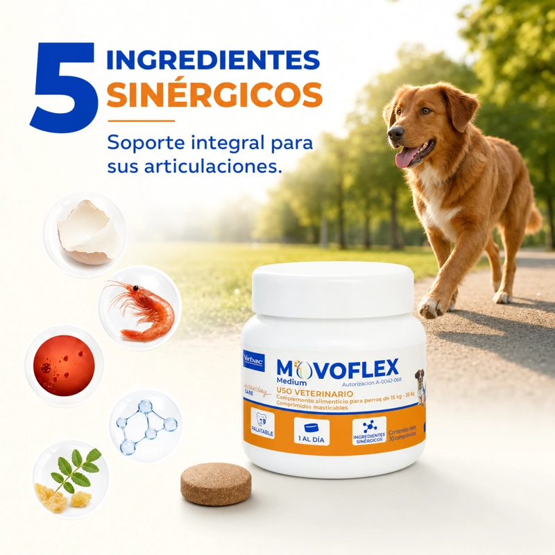 MOVOFLEX MEDIUM SUPLEMENTO ARTICULAR PARA PERROS 15–35 KG 30 COMPRIMIDOS - 3