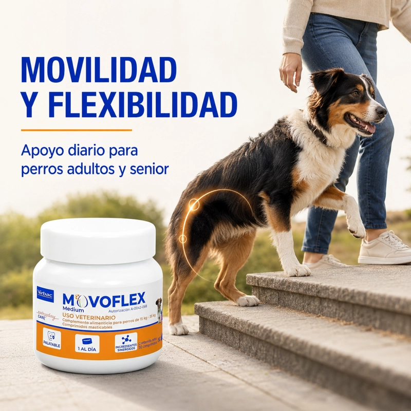 MOVOFLEX MEDIUM SUPLEMENTO ARTICULAR PARA PERROS 15–35 KG 30 COMPRIMIDOS - 4