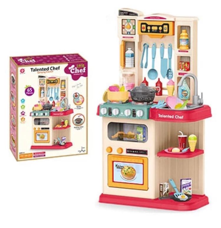COCINA DE JUGUETE BEI DI YUAN TOYS 65 PIEZAS CON LUCES MUSICA SPRAY DE AGUA ETC. ROSADA - 2
