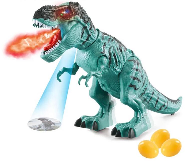 TIRANOSAURIO DINOSAURIOS JUGUETE REX CON VAPOR PROYECTOR BOTA HUEVOS Y CAMINA - 1