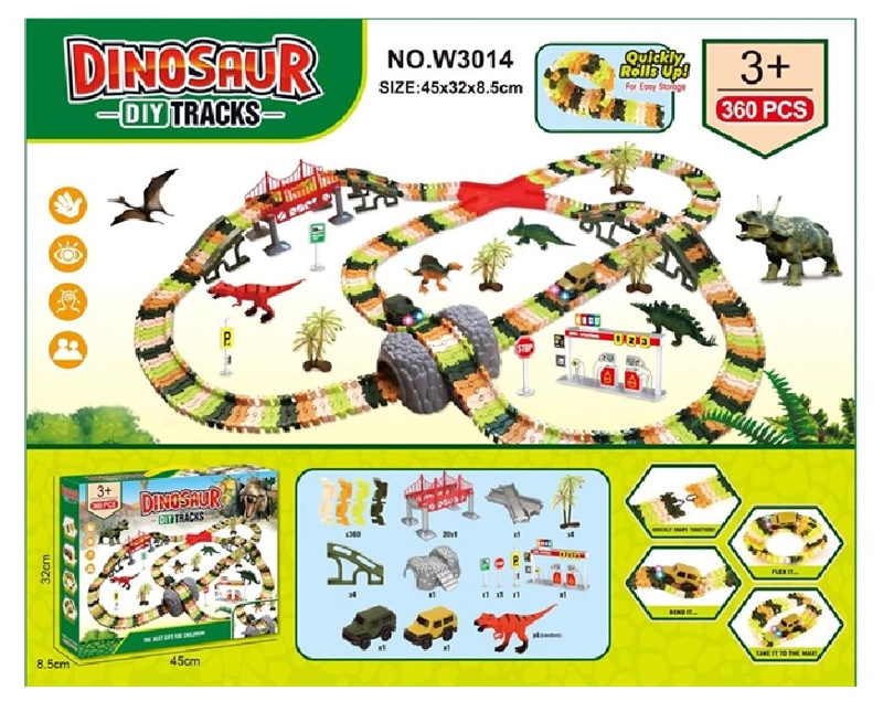 AUTO DIY STORE PISTA DINOSAURIOS FLEXIBLE CON 360 PIEZAS - 1