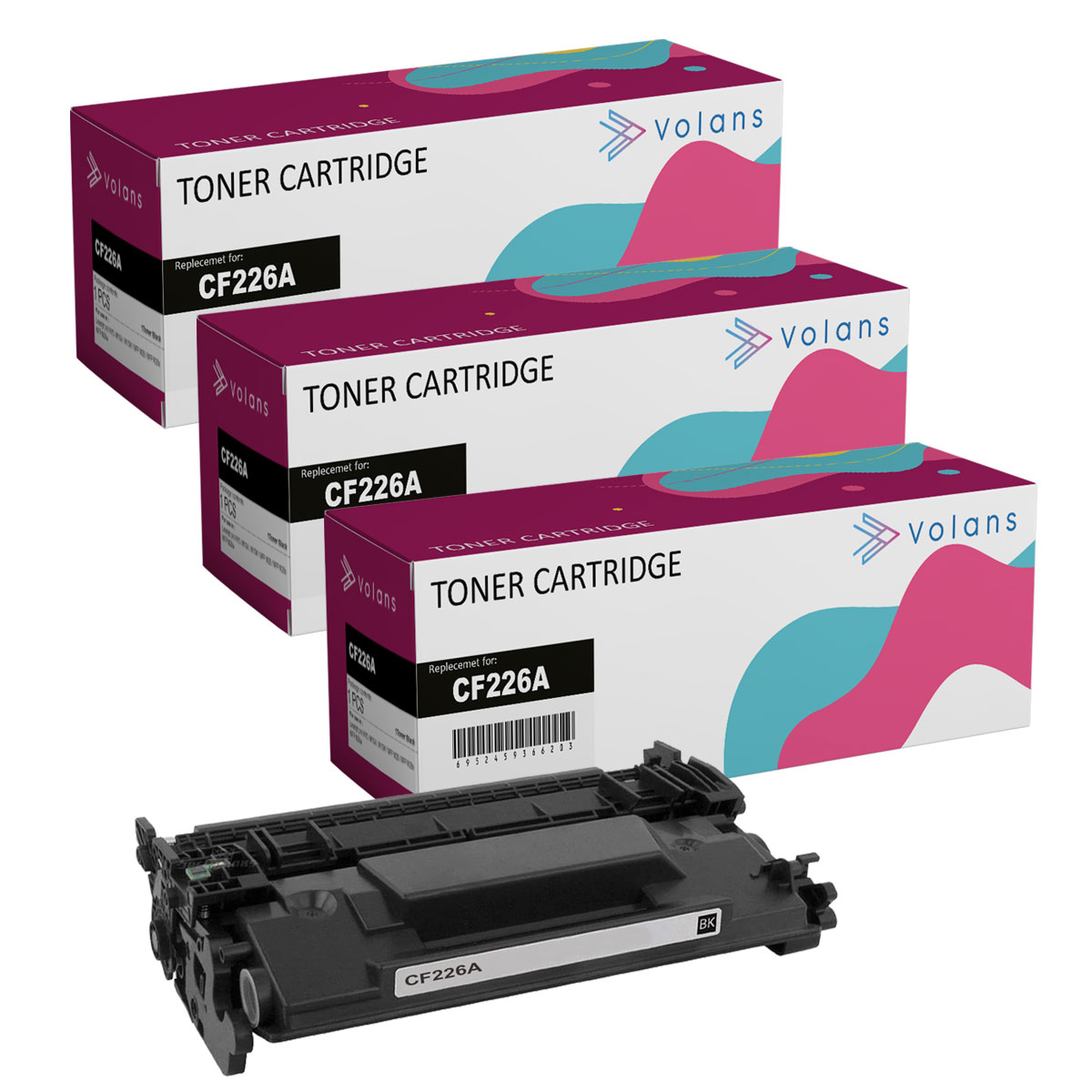 PACK DE 3 TONER ALTERNATIVO CF226A / 226A / 26A NEGRO - 1