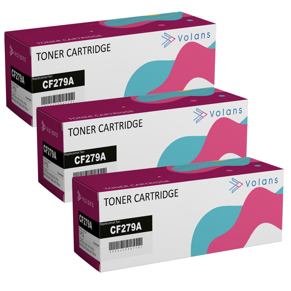 PACK DE 3 TONER ALTERNATIVO CE279A / 279A / 79A NEGRO - 1