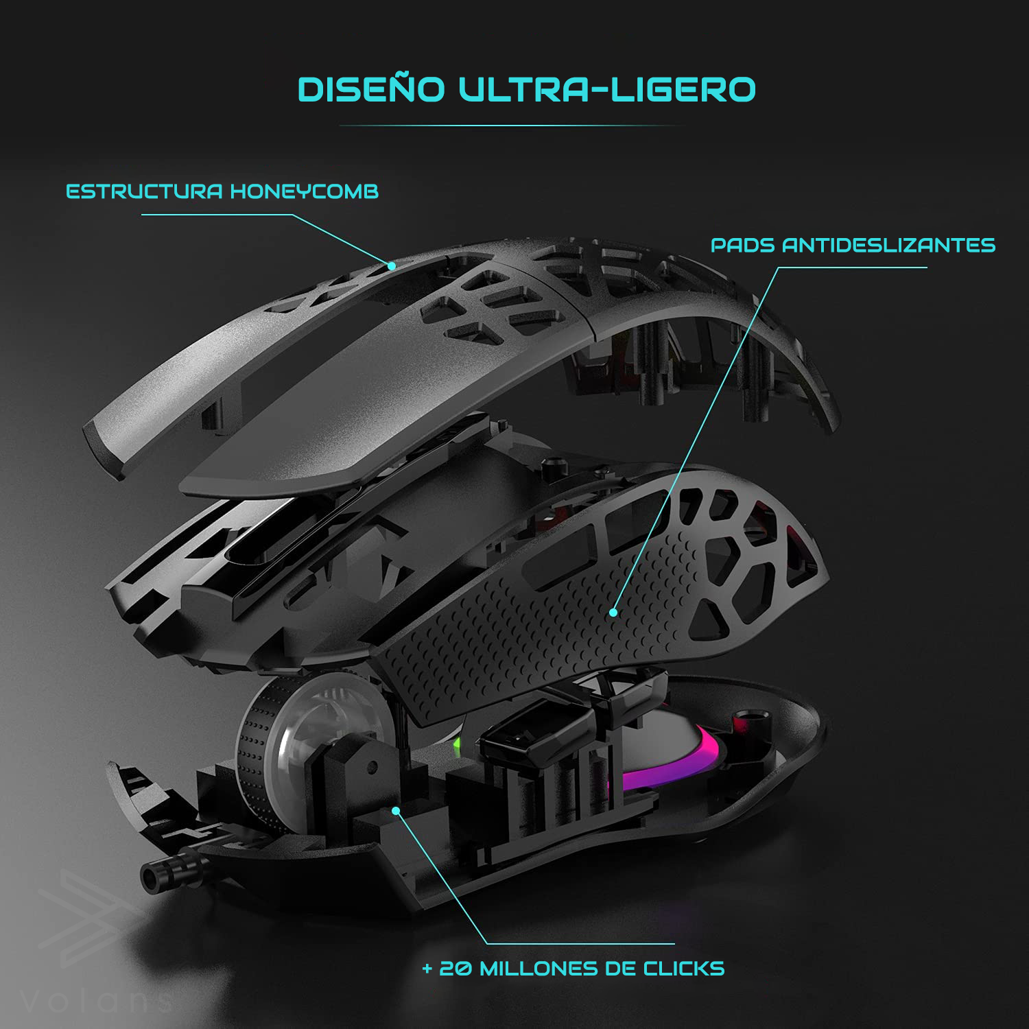 MOUSE GAMER RGB 12.600 DPI – AJAZZ AJ339 NEGRO - 4
